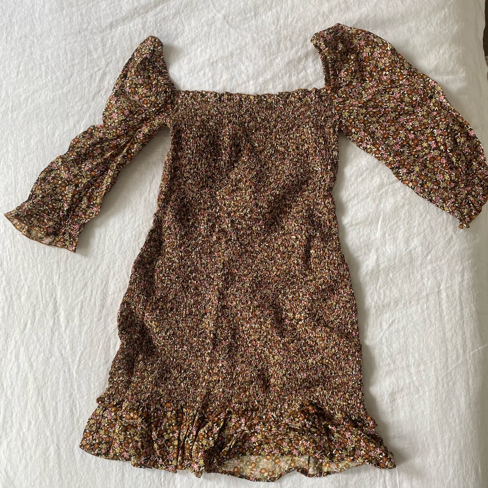 Faithfull The Brand Smocked Mini Dress, Size 6. Barely worn.